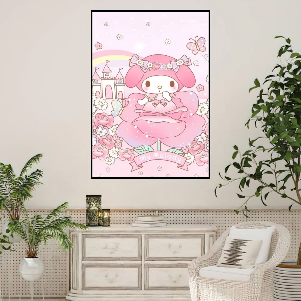 MINISO Sanrio Cute My Melody Poster Prints Wall Painting Bedroom Living Room Wall Sticker Office Small