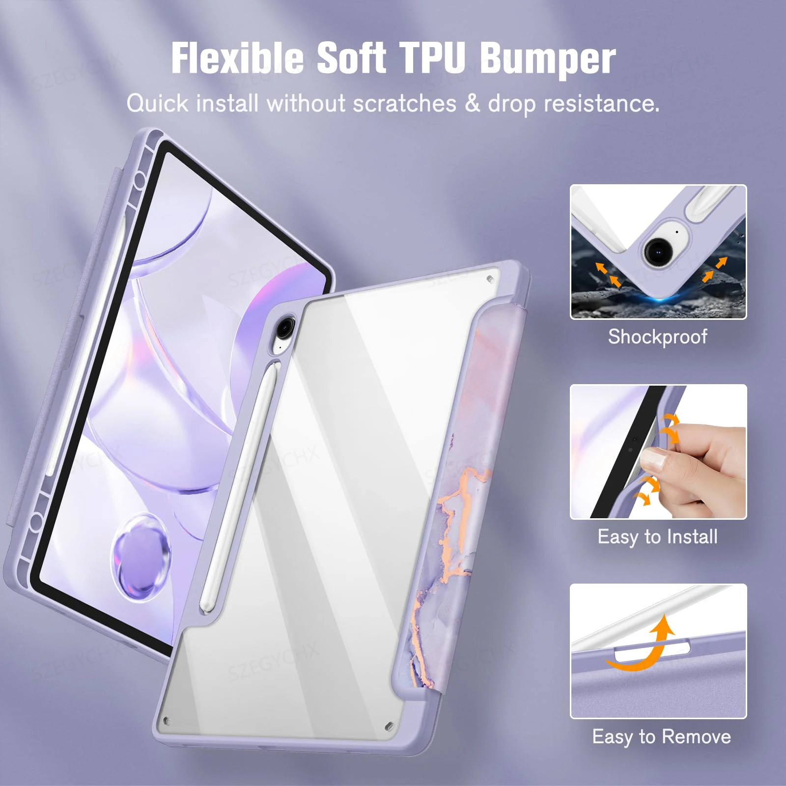 For Samsung Galaxy Tab S9 FE 11 Plus 12.4 inch 2023 Case Pencil Holder Tablet Cover For Tab A9 S9 S8 S7 11\