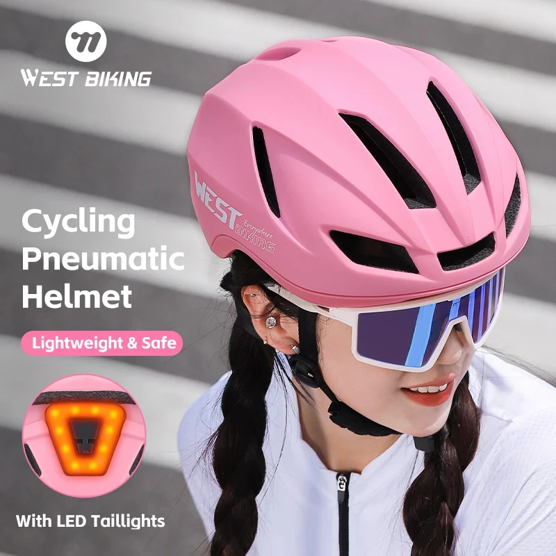 WEST BIKING Bicycle Helmet Cycling LED Light Rechargeable Cycling Helmet Mountain Road Bike Helmet Sport Safe Hat For Man Women