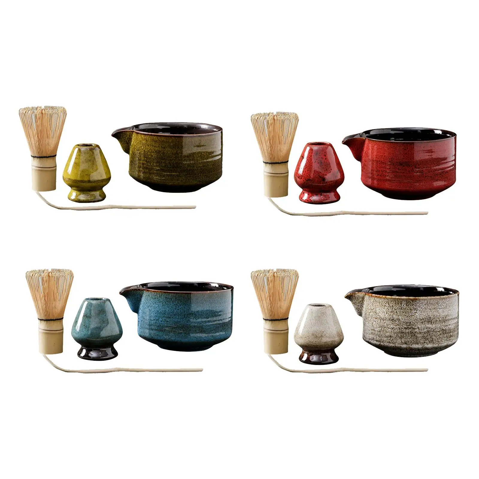 

Набор венчиков для матча из 4-х предметов с аксессуарами и инструментами с чайной ложкой Набор для церемоний матча для начинающих японской подготовки матча