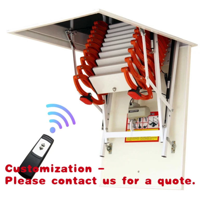 

Customize.Modern Indoor Attic Folding Ladder Remote Control Telescopic Retractable Loft Stairs