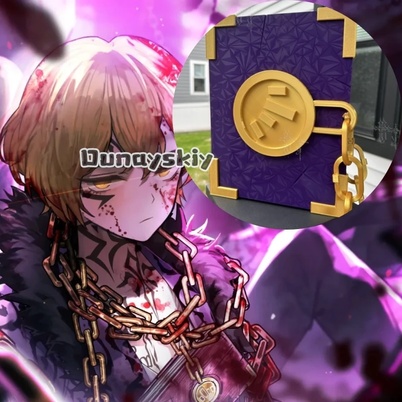 KS*22Limbus Company Middle Finger Tissue Book Of Vengeance Prop Purple Gold Chain Bound Knight Novel Cosplay Accessory For Anime