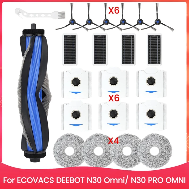 

ABBN-Для ECOVACS DEEBOT N30 Omni/N30 PRO OMNI Запасные части для робота-пылесоса Основная боковая щетка Hepa-фильтр Швабра Тканевые мешки для пыли