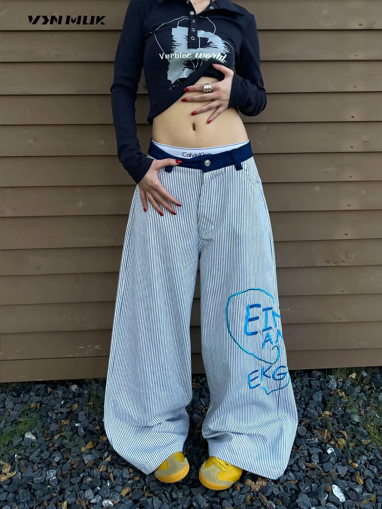 

Women's Jeans Y2K Fashion Pattern Embroidery Loose Jeans Men Street Casual Joker Mopping Oversized Wide-leg Pants Couple Jeans