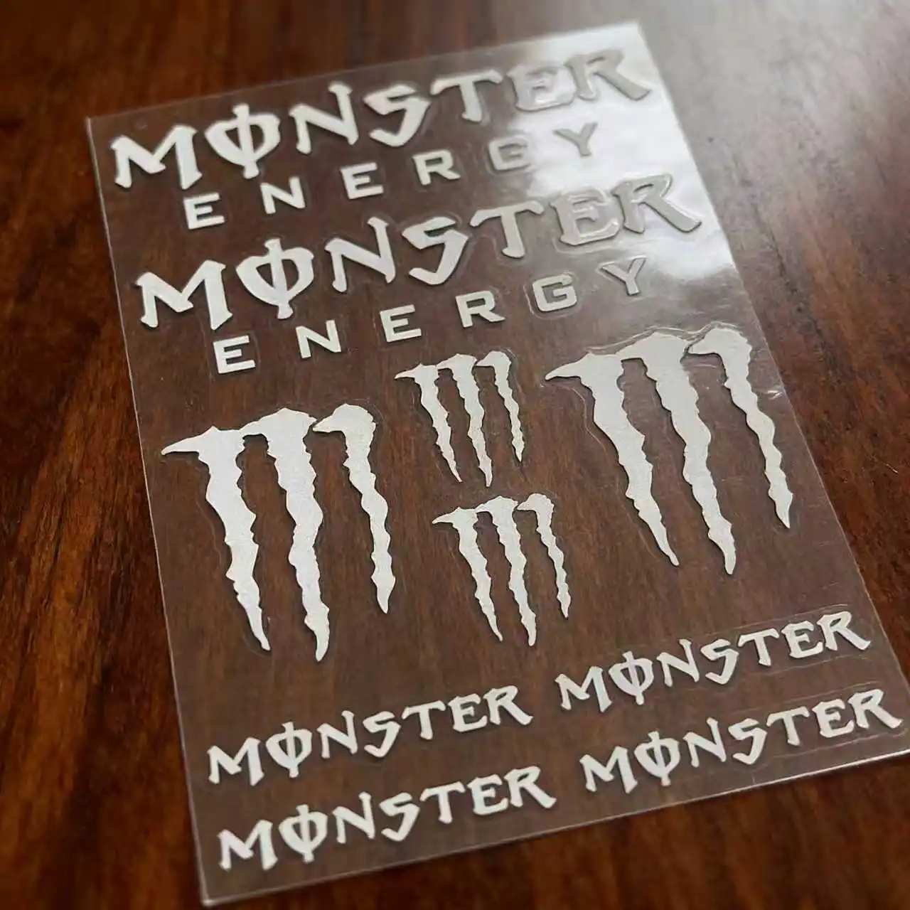 

Светоотражающие серебряные наклейки Monster Energy для мотоциклов: комплект для танка, шлема и других элементов для Kawasaki, BMW, DUCATI