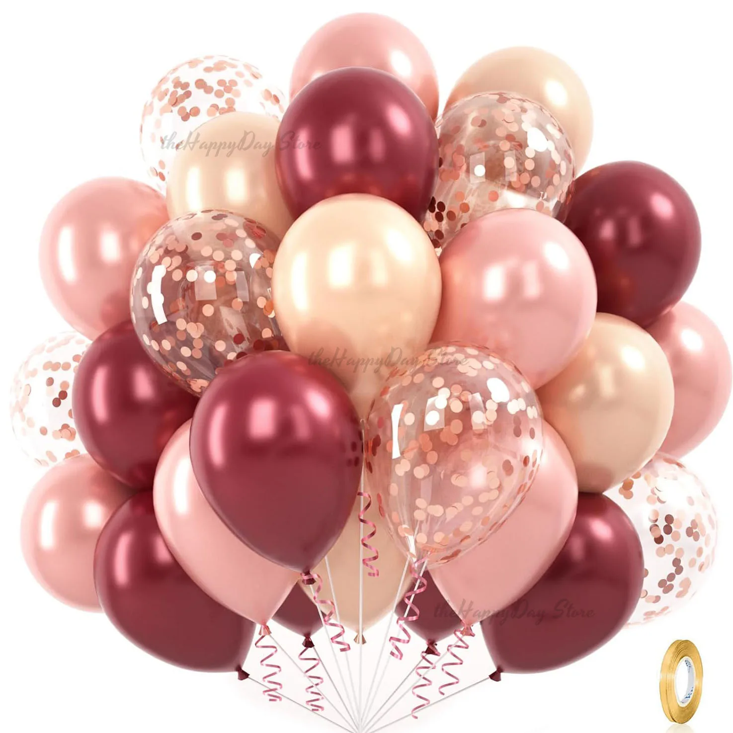 40 шт. бордовые воздушные шары из розового золота, винно-красные шампанское, розовое золото, воздушные шары с конфетти для девочек, декор для дня рождения, свадьбы, свадьбы, душа