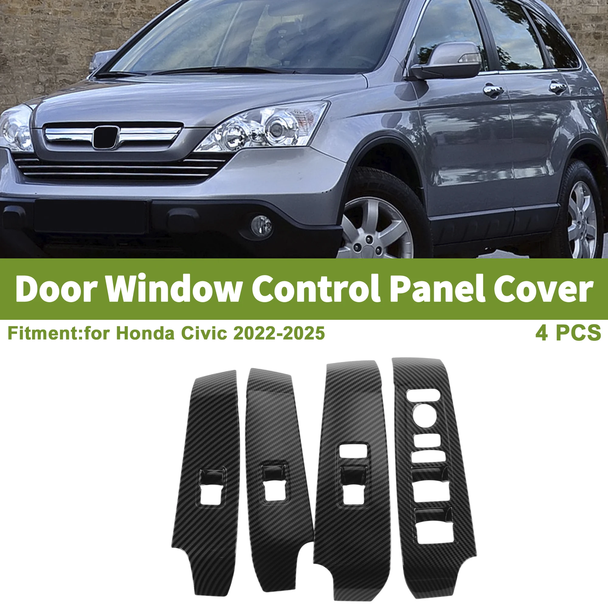 

UXCELL 4 шт., рамка переключателя окна, крышка, панель переключателя управления двери, накладка для Honda Civic, углеродное волокно