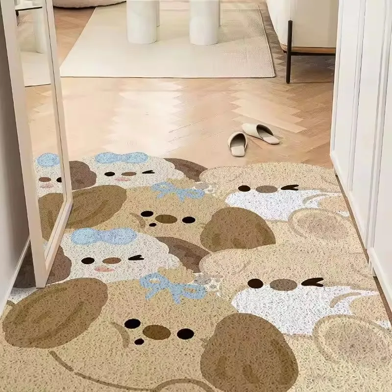 

Cartoon silk circle entry door floor mat, entrance entrance entrance porch foot pad, fresh household soil rubbing mud pad