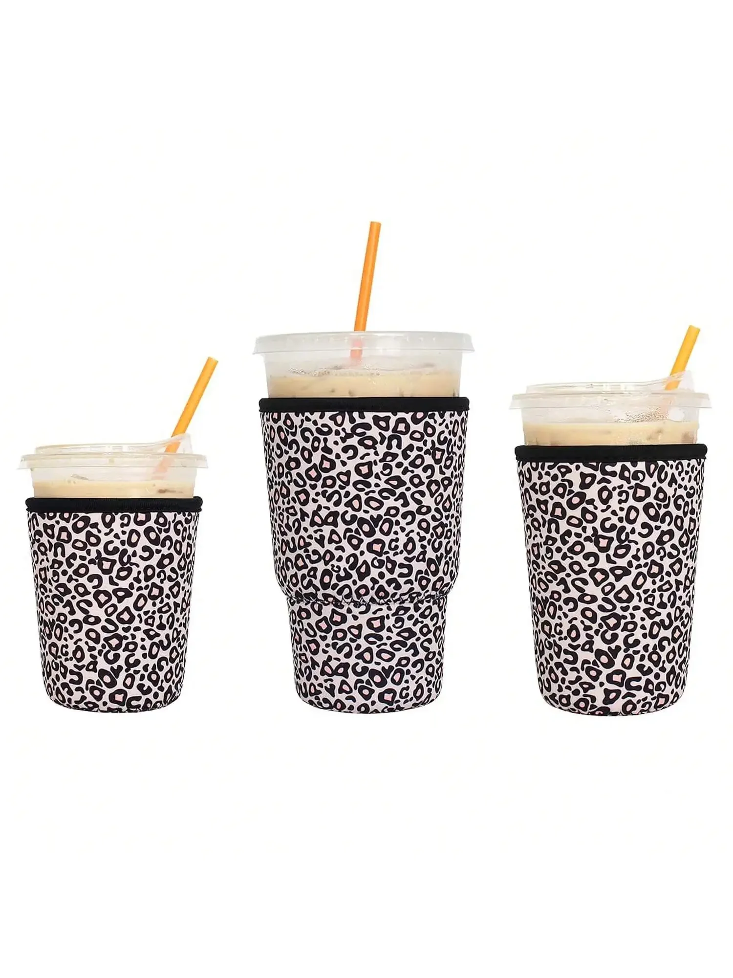 Mangas de café helado reutilizables, aislador para bebidas frías, portavasos de neopreno para Starbucks/Dunkin, paquete de 3
