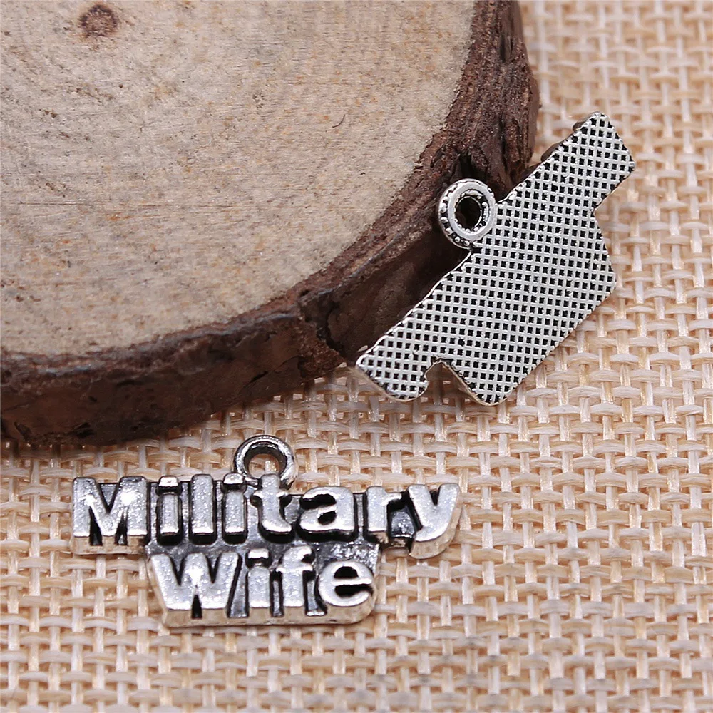 WYSIWYG 10pcs 24x13mm 2 Colors Military Wife Charms Pendant For DIY Jewelry Making Handmade Jewelry Craft Findings