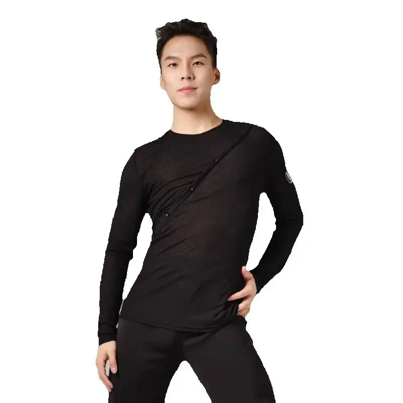 Schwarz Mesh Ballroom Dance Wettbewerb Tops Männer Modern Dance Top Erwachsene Rumba Samba Latin Dance Tops Praxis Tragen SL13583