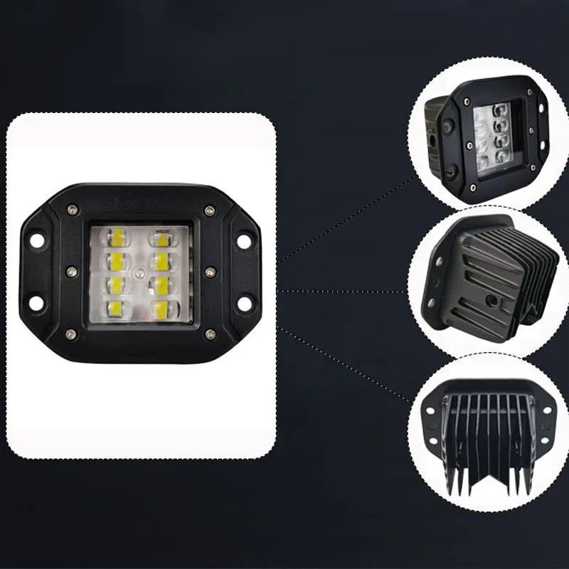 

5Inch 24W Flush Mount LED Pod Light Recessed Work Lamp for Off-Road Truck Jeep Marine Bumper Roof IP67 Waterproof Low Profile