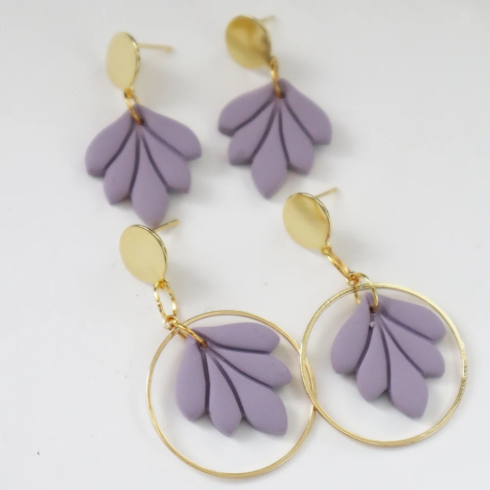 

Fashion Handemad Polymer Clay Earring Geometry Dangle Earrings for Women Girls Trendy Clay Leaf Pendant Earring Jewelry Gift