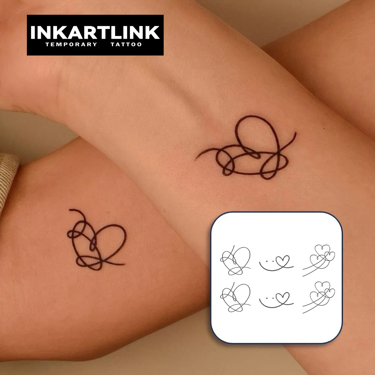 Line love  Temporary Tattoo,Lasts To 15 Days New Technology Magic Waterproof Semi Permanent Sticker.