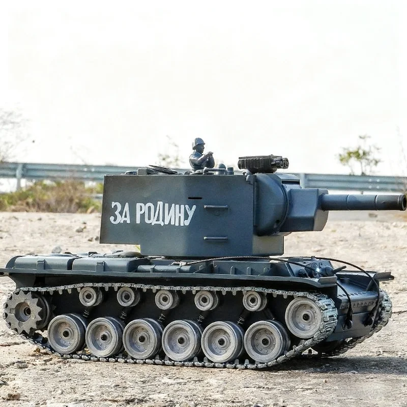 Nowy radziecki czołg KV-2 zdalnie sterowany, model kolekcjonerski ze stopu w skali 1:18, zabawka gąsienicowa dla chłopców, prezent urodzinowy, motyw z czasów II wojny światowej.