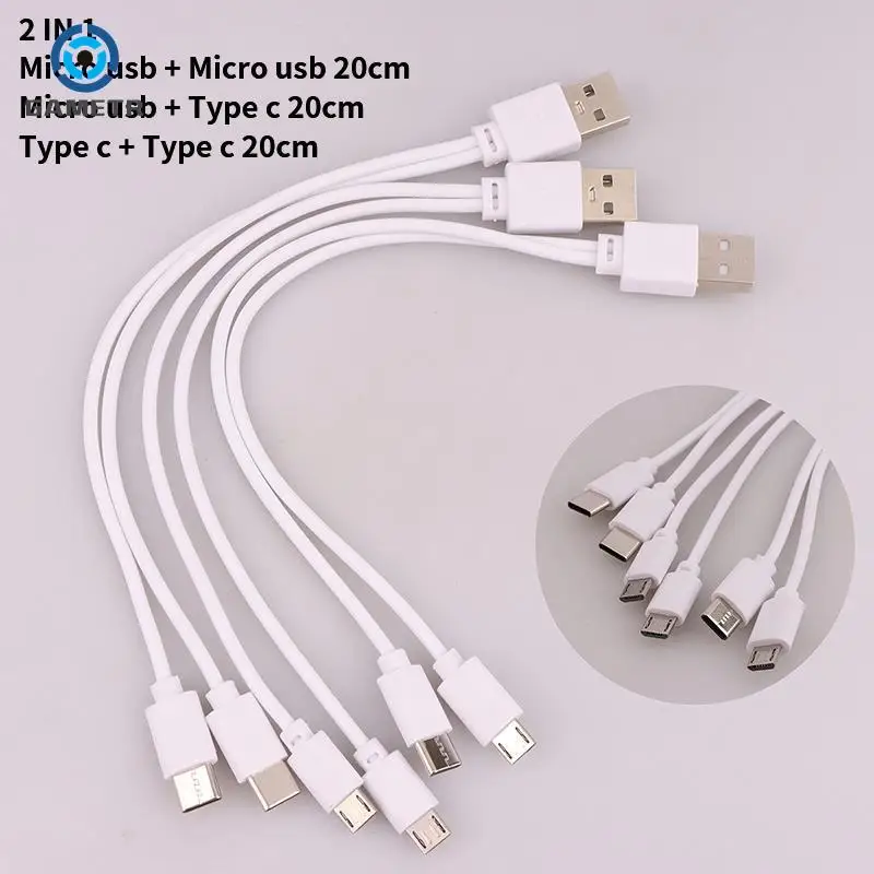 2 em 1 micro usb macho para micro usb/tipo c splitter, transferência de dados, cabo de carregamento para smartphones android, tablet, 1pc