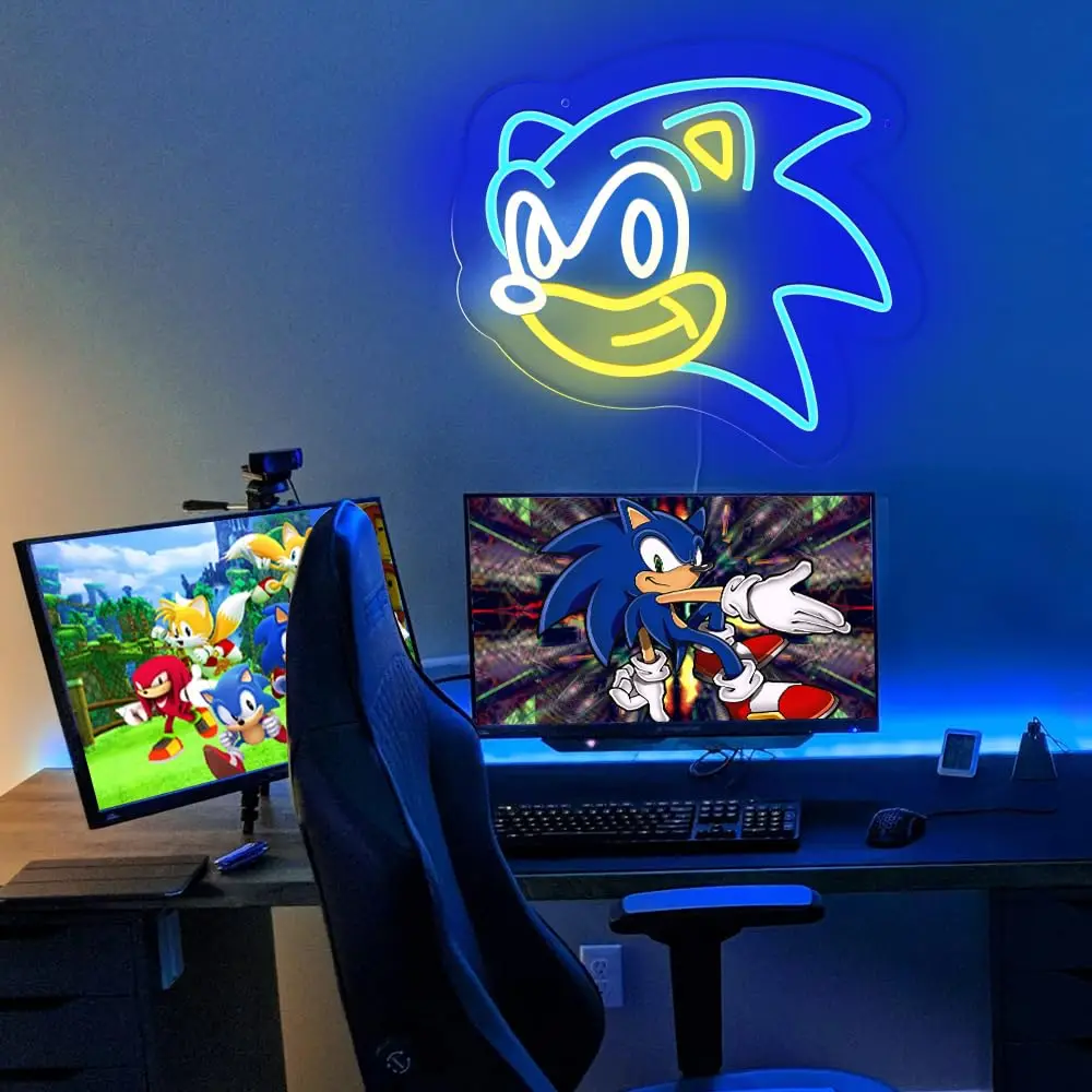 Imagem -04 - The Hedgehog Anime Led Neon Signs Luz Usb Power Light up Sinal Gamer Presentes Criativos Festa de Aniversário Natal