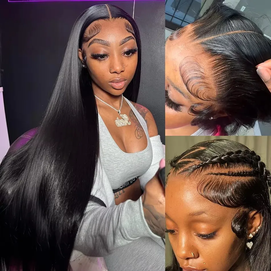 Peruki typu lace frontal 13x6 HD, proste, 30-40 cali, brazylijskie włosy ludzkie, proste jak kość, peruki lace frontal z włosami ludzkimi, wstępnie wyskubane dla kobiet.