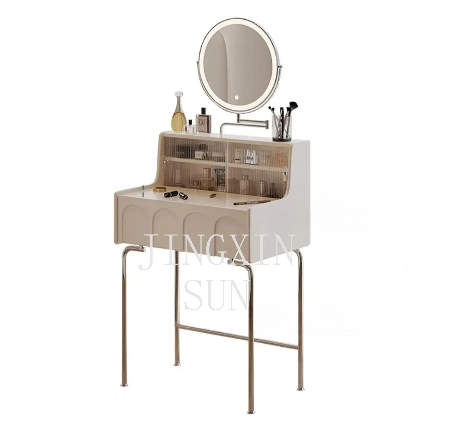 Hengwo dressing table, small French cream style ultra-narrow solid wood powder table, bedroom modern minimalist mini dressing ta