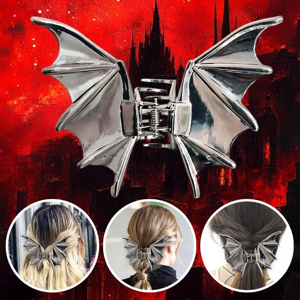 

Metal Bat Hair Clip Simple Back Of Head Halloween Party Cool Bat Hairpin Gothic Style Hair Accessories For Women