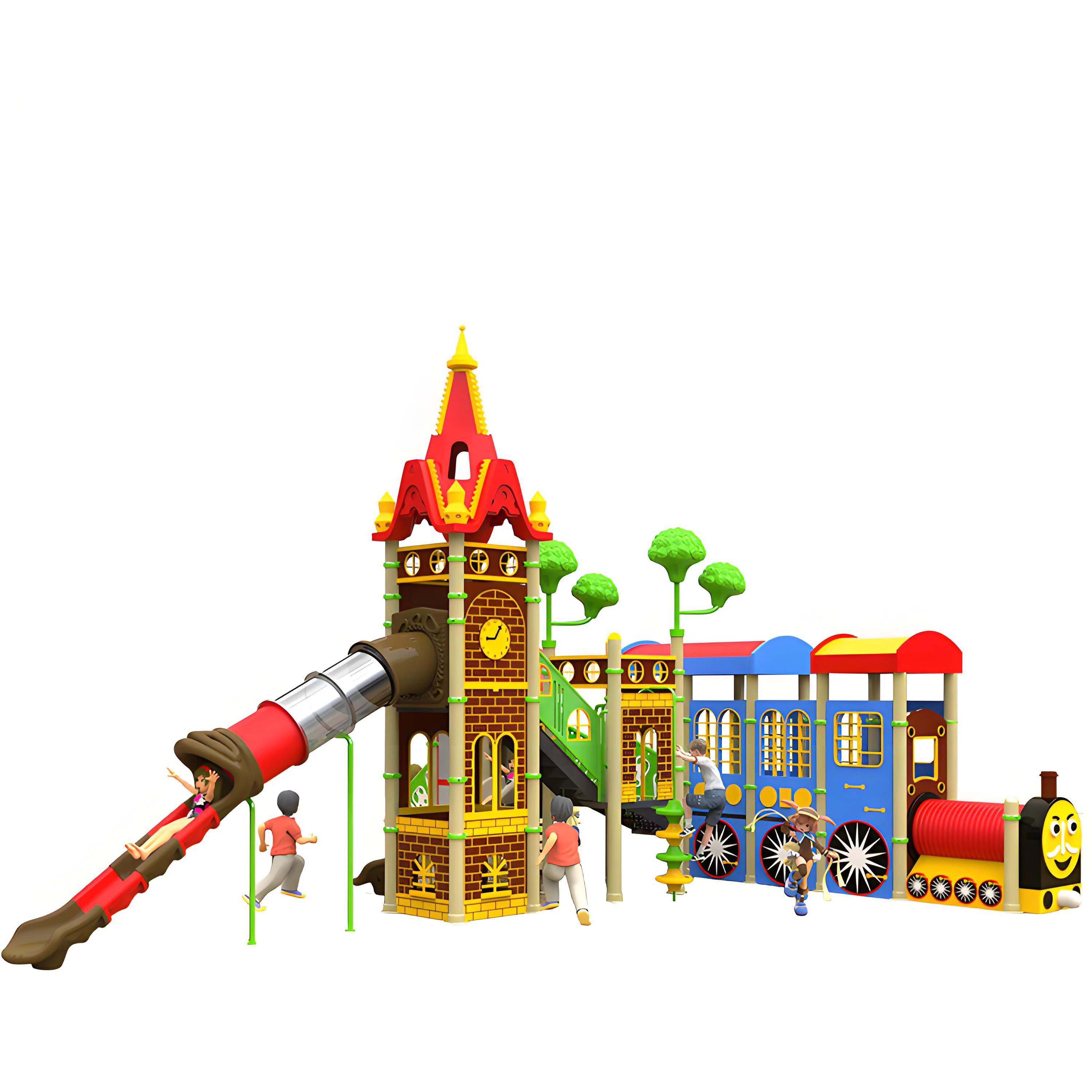 Amusement Park Facilities Outdoor Playground Swing Set Slide for Kids Plastic