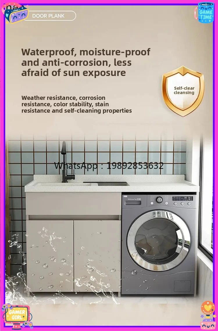 

AB balcony drum washing machine combination cabinet integrated laundry sink washbasin hand pool with rubbing board