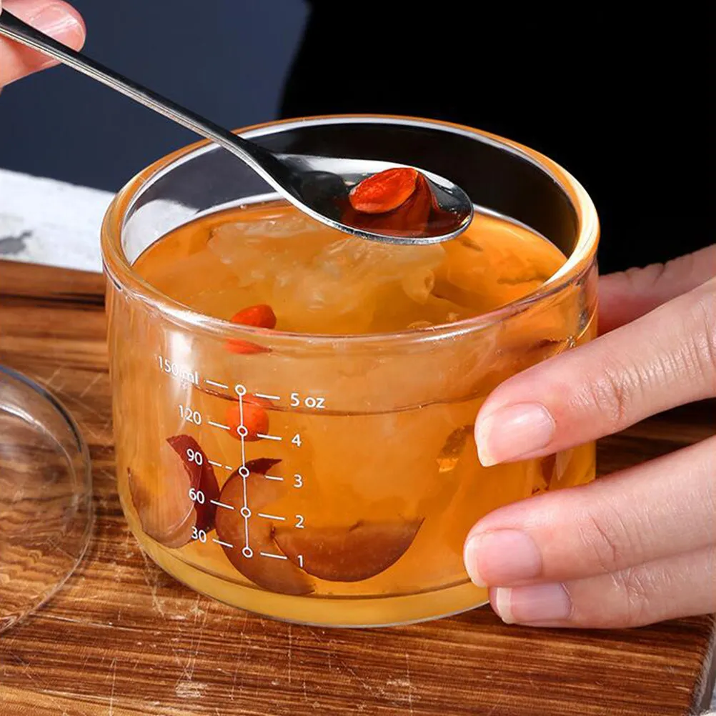1Pcs Baby Complementary Food Steamed Egg Bowl Transparent Glass Steaming Bowl with Lid Household Steaming Container for Yogurt