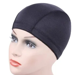 2 pieces package black dome wig cap with elastic band wig making stretchy dome wig caps