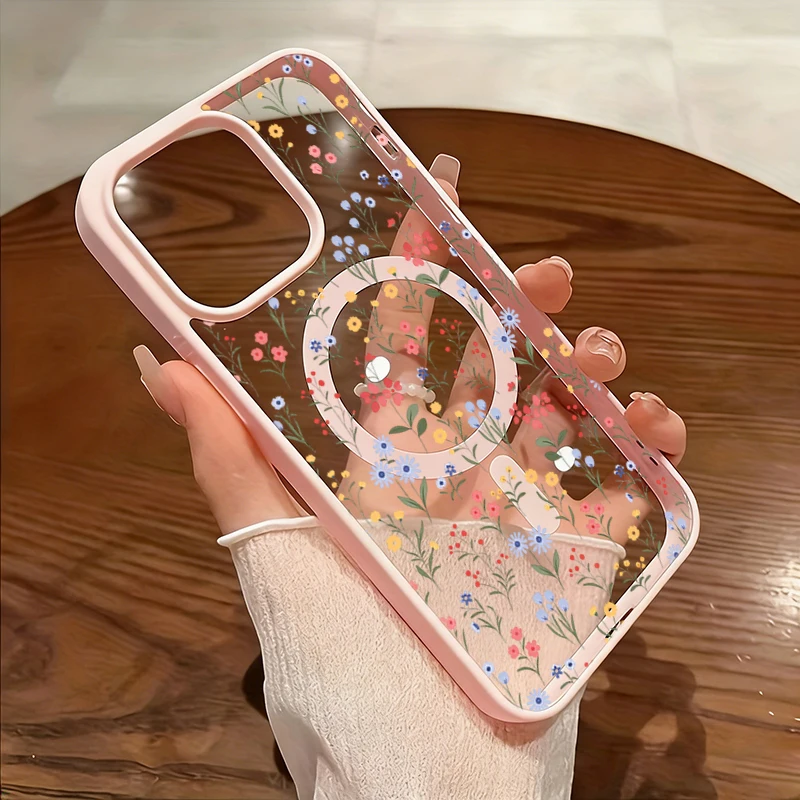 Full-screen Color Floral Pattern Magnetic Case For Samsung Galaxy A17 A37 A57 A56 A55 A54 5G S26 S25 Ultra Plus S24 S23 FE Cover