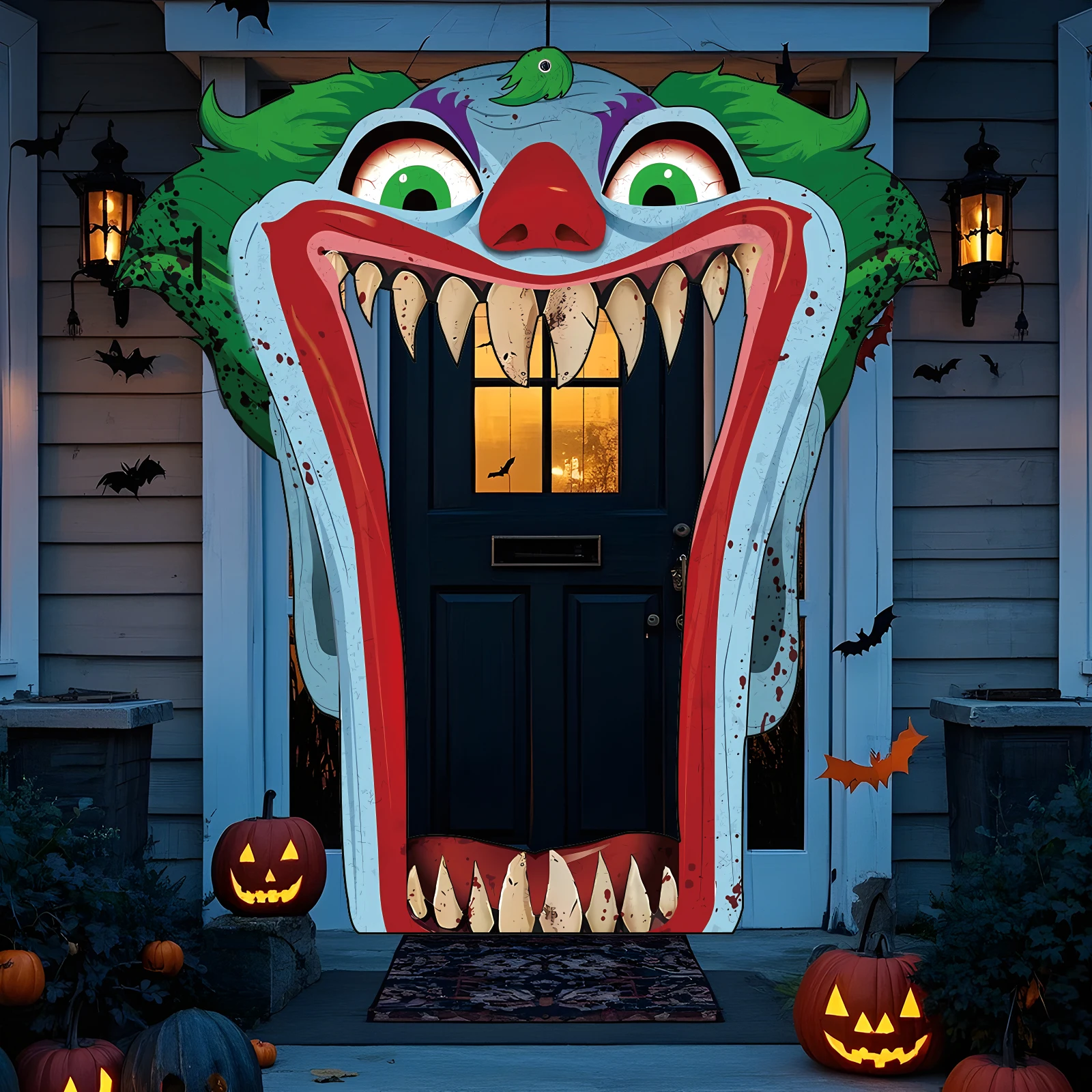 Halloween-Clown-Party-Dekorationen Gruseliger Joker Türbanner Gruselige Foto-Requisiten Großer Horror-Fotografie-Hintergrund für Jungen