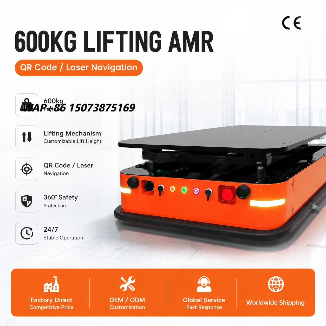 MDBOT China Manufacturer 600kg Load Capacity  Slam Guidance AGV Robot Material Handling Autonomous Mobile Robot AMR