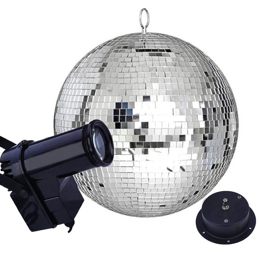 

15/20/25/30CM Rotating Disco Mirror Ball With Led Pinspot Lamp Bar KTV Wedding Party Decor Hanging Glass Ball Stage Spot Light