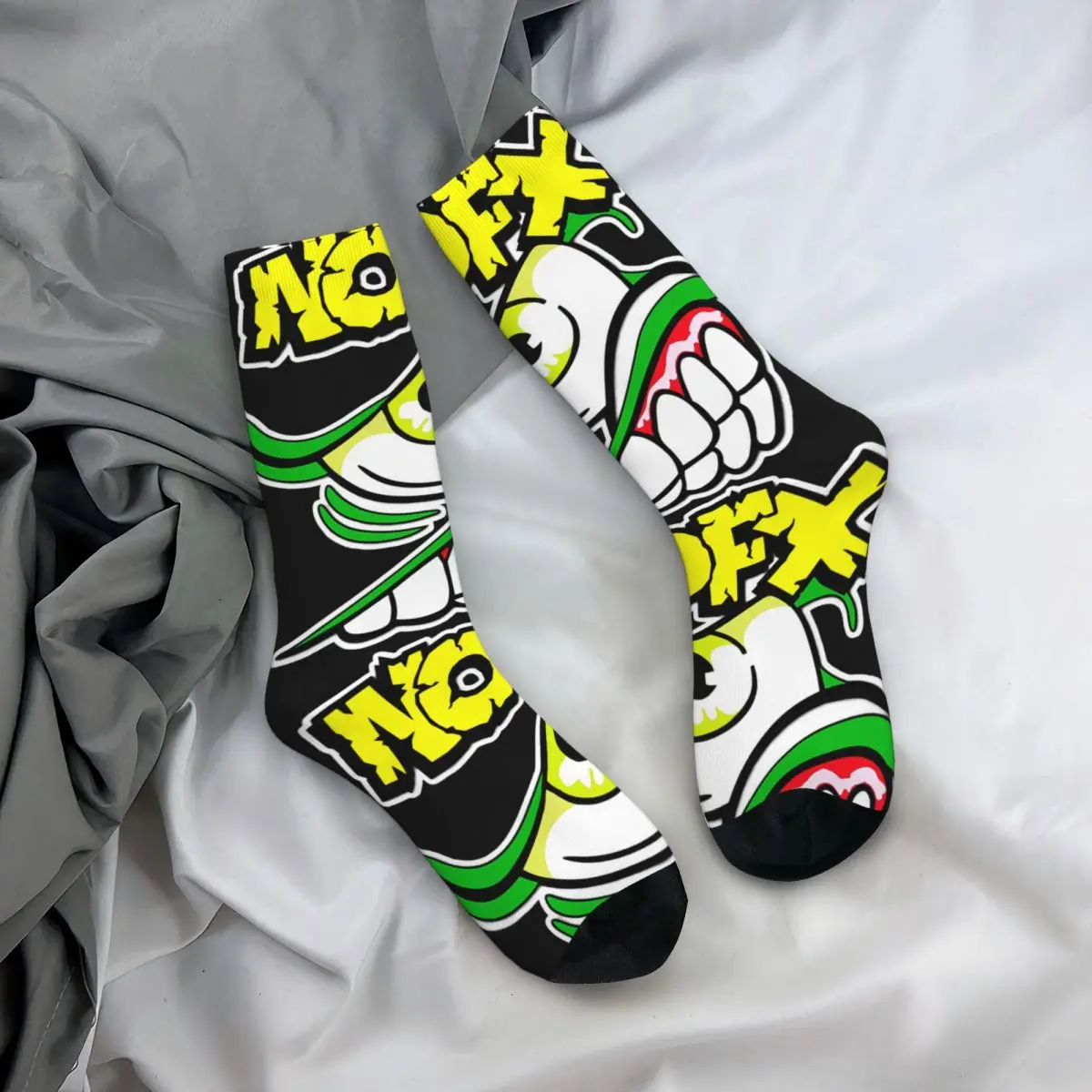 Kaus kaki Punk Rock kompresi gila lucu untuk pria kaus kaki Hip Hop Harajuku n-nofx senang pola mulus motif anak laki-laki kaus kaki kru baru