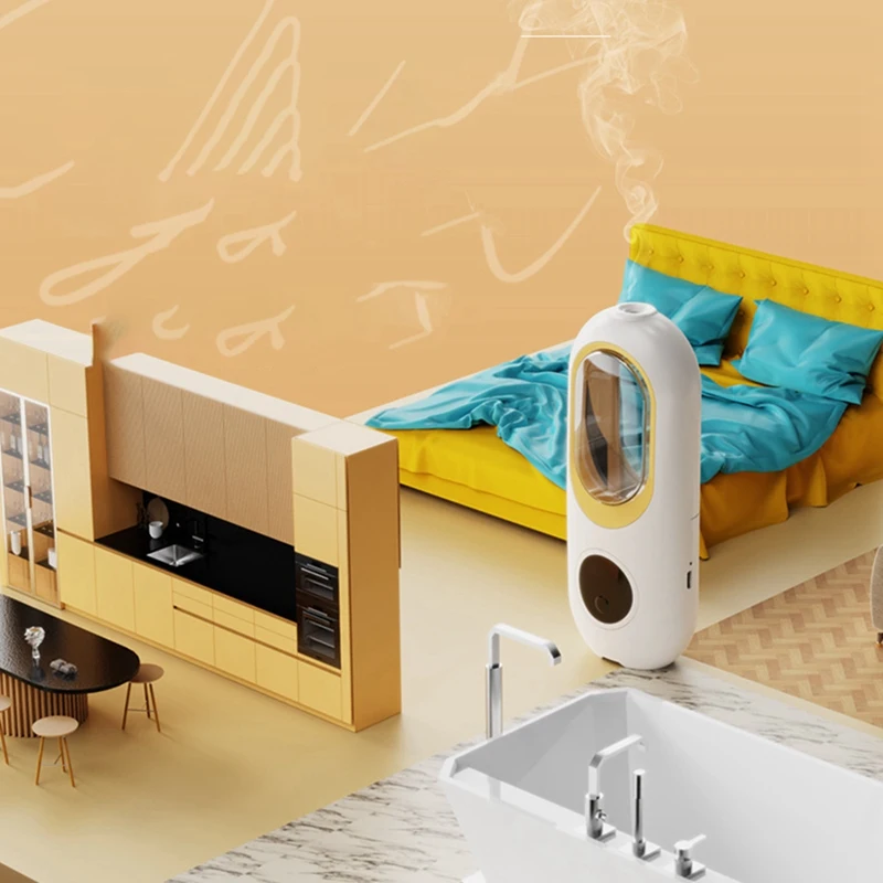 벽 장착 아로마 테라피 디지털 디스플레이, 에센셜 오일 디퓨저, 야간 조명 공기 청정기, 120ml