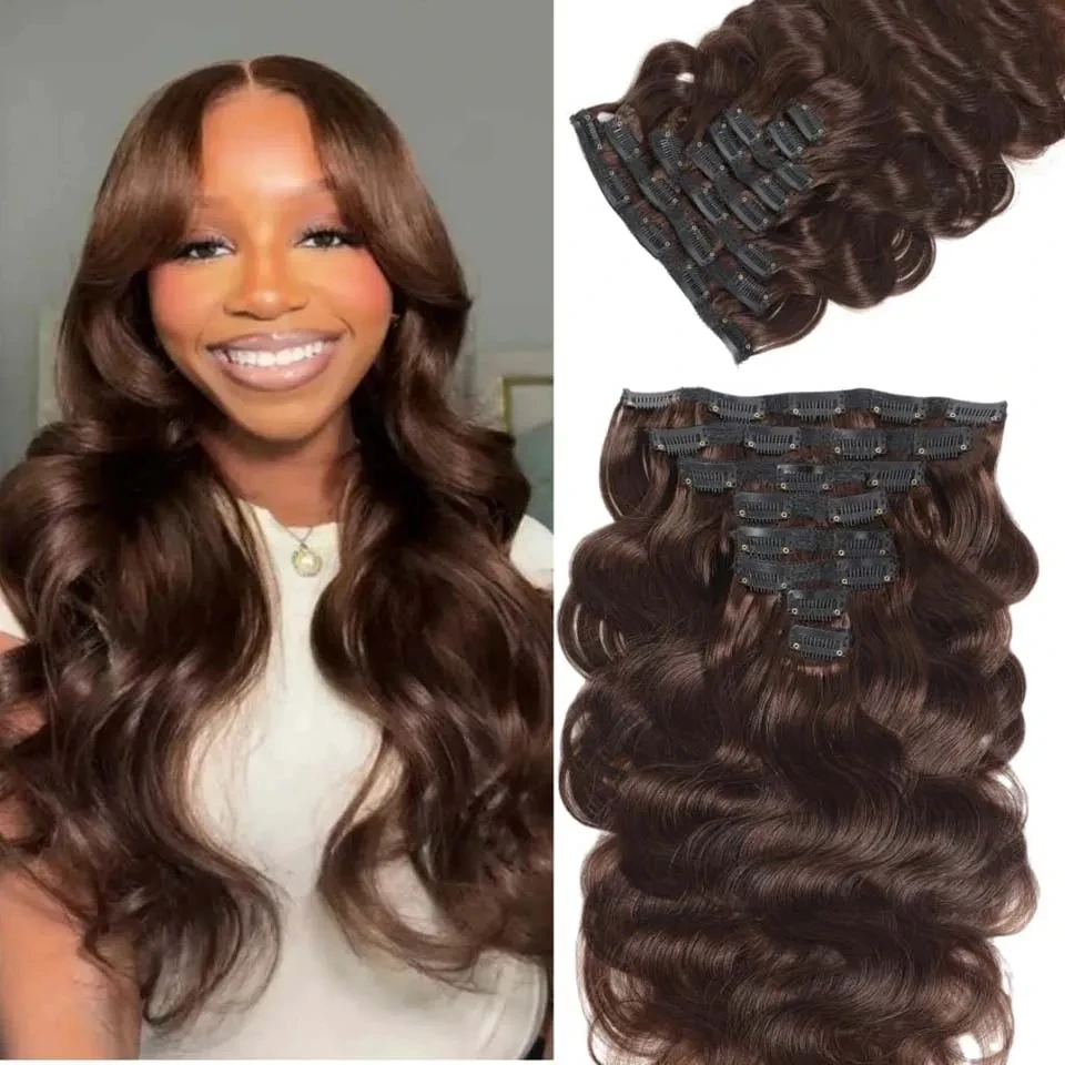 

Human Hair Body Wave Clip In Hair Extensions #2 Dark Brow Brazilian Clip In 8 Pcs/Set Natural Black Color Clip Ins Remy Hair 10-26 Inch 120G Deep Wave Clip in Hair Extensions Real Human Hair Deep Curly Clip Ins for Women 8Pcs Brazilian Remy Human Hair