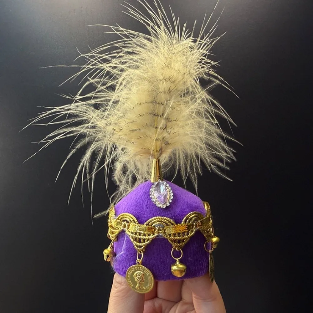 New Mini Mini Pointed Hat for Head Circumference 5-7cm Pointed Thnic Decorative Hat Rhinestone Feather Hat Doll