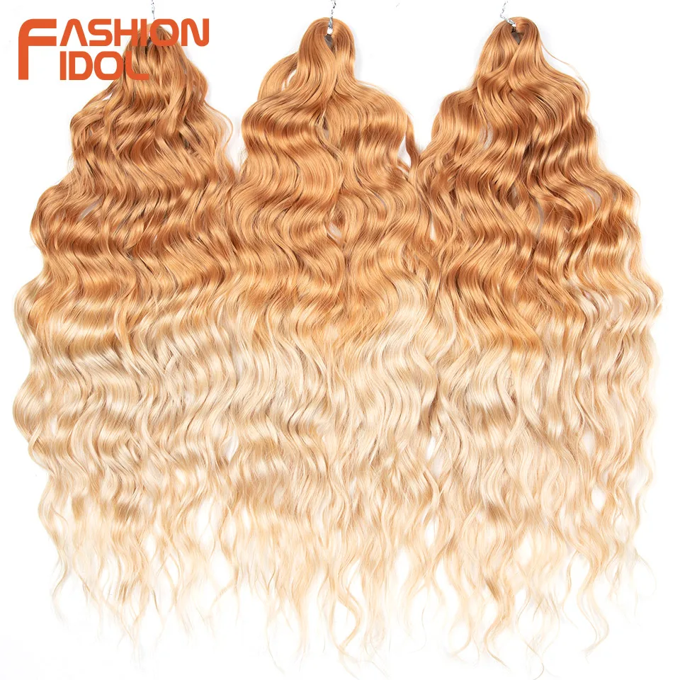 FASHION IDOL 24 Zoll Deep Wave Kunsthaar zum Flechten, Ombre Blonde Twist Crochet Lockenhaar für Alltag & Cosplay – Detail 6