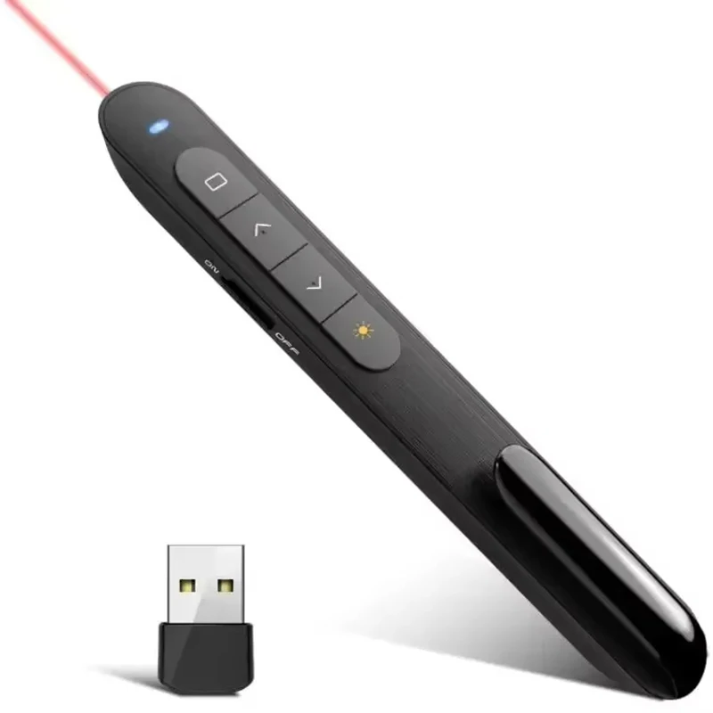 Wireless Presenter Red Laser Page Turning Pen 2.4G RF Volume Remote Control PPT Speech Presentation USB PowerPoint Pointer Mouse