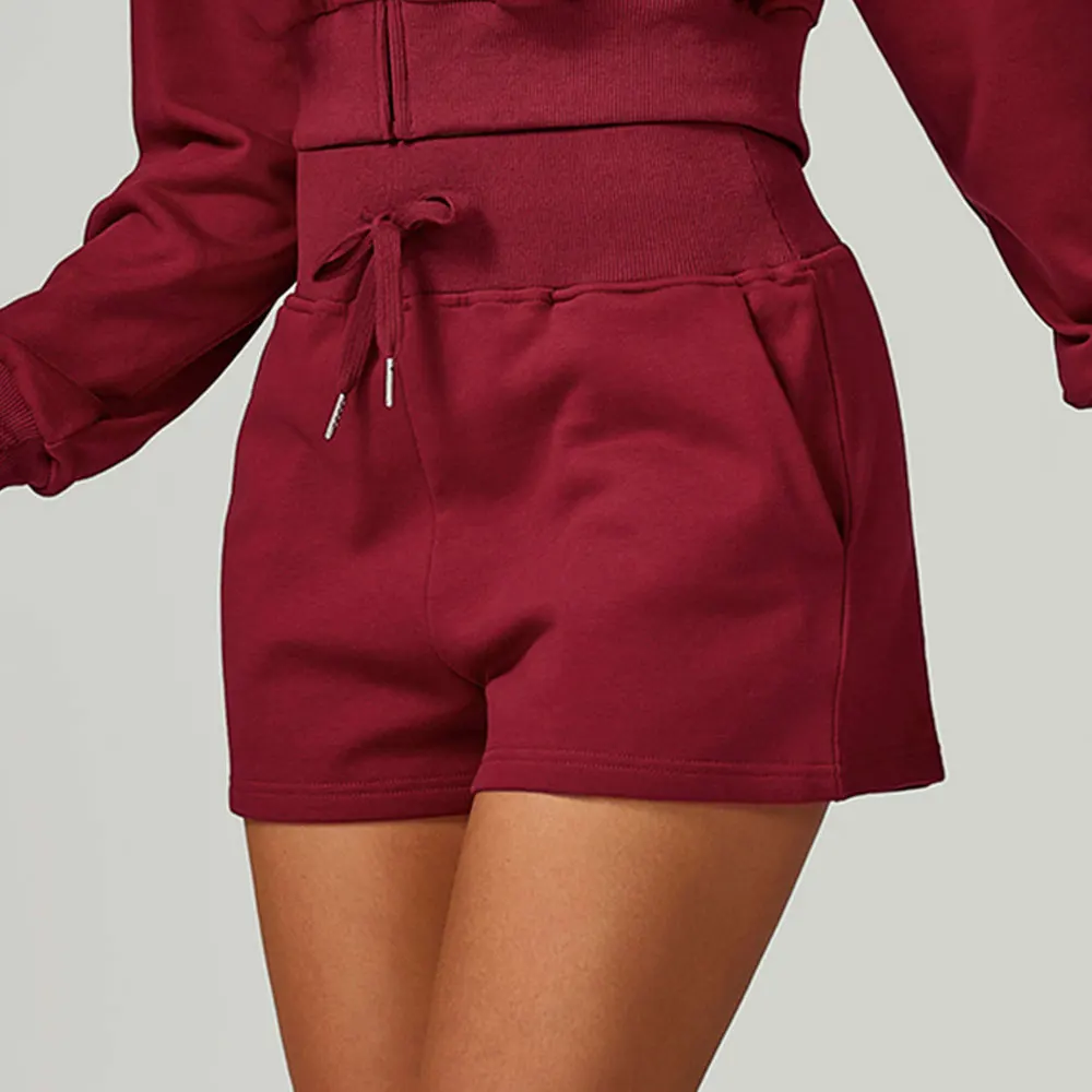 

Winter High Waist Sports Shorts Women's Pocket Drawstring Yoga Shorts Outdoor Running Short Pants Casual Sports Short Sweatpants