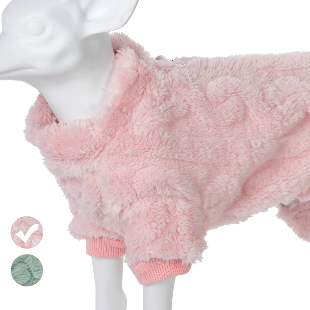 Warmer Fleece-Haustier-Jumpsuit für Hunde und Katzen, Niedlicher Plüsch-Welpenmantel mit Leinenring, Weiche Winterkleidung für Kleine und Mittelgroße Haustiere
