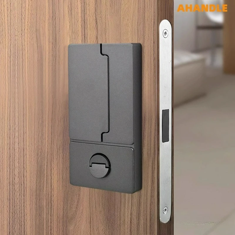 Minimally Magnetic Silent Bedroom Wooden Door Lock with Embedded Swing Door Lock, Flat Invisible Lock, Modern Simplicity