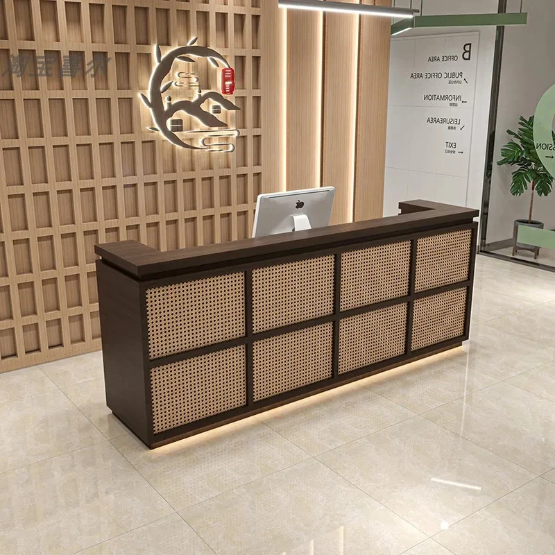 custom.Retro Wood Front Desk Clothing Store Cash Register Care House Tea Bar Beauty Salon Ear Picking Yoga Studio Hom