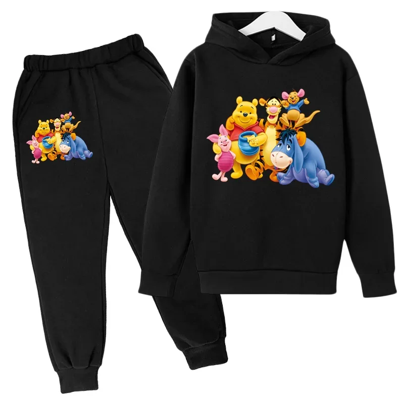 Winnie the Pooh Children Clothes Kids Suit Sweater Boy Girl Tigger  Fleece Hoodies Pullover Sweatshirt Pant Baby Girls Tracksuit