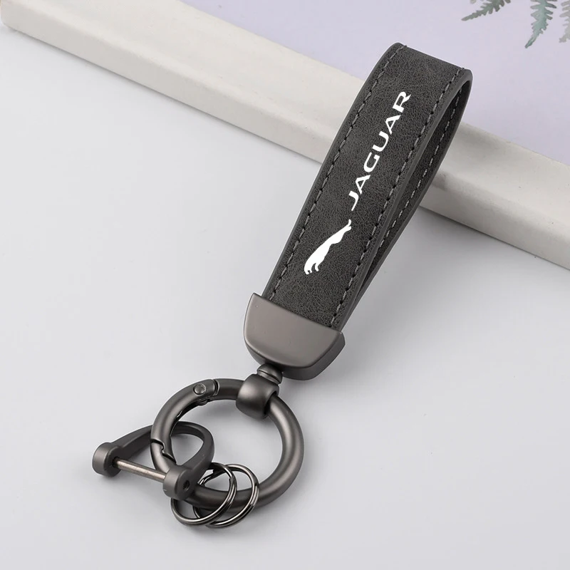 Suede Car Keychain Zinc Alloy Vintage Leather Key Ring For Jaguar XFL XEL E-PACE F-PACE F-TYPE XJ I-PACE XE XK CX75 X-X16 X-TYPE 