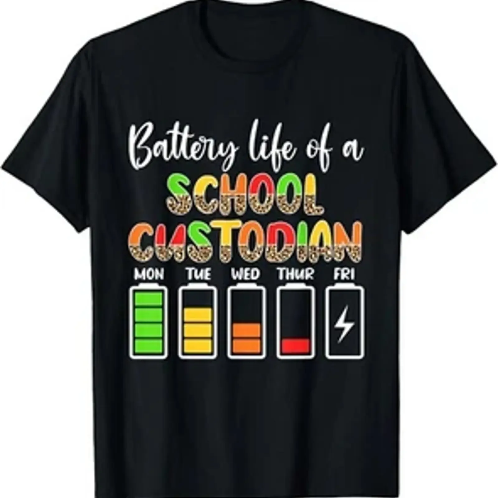 School Custodian Battery Life Janitor T Shirt vintage Washed designer clothes streetwear Unisex Slightly Versatile