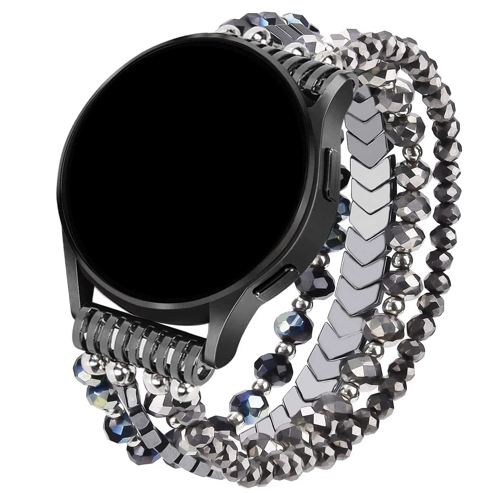 voor Samsung Galaxy Watch 6/5/4 40/44 mm bands/Active 2 Watch 4 42/46 mm band dames, 20 mm handgemaakte mode elastische kristalkralen