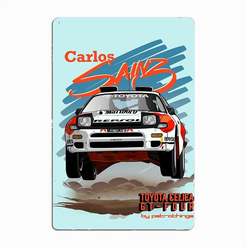 

Carlos Sainz- Celica GT-Four Car Metal Sign Poster Garage Room Decor Custom Tin Home Decor Wall