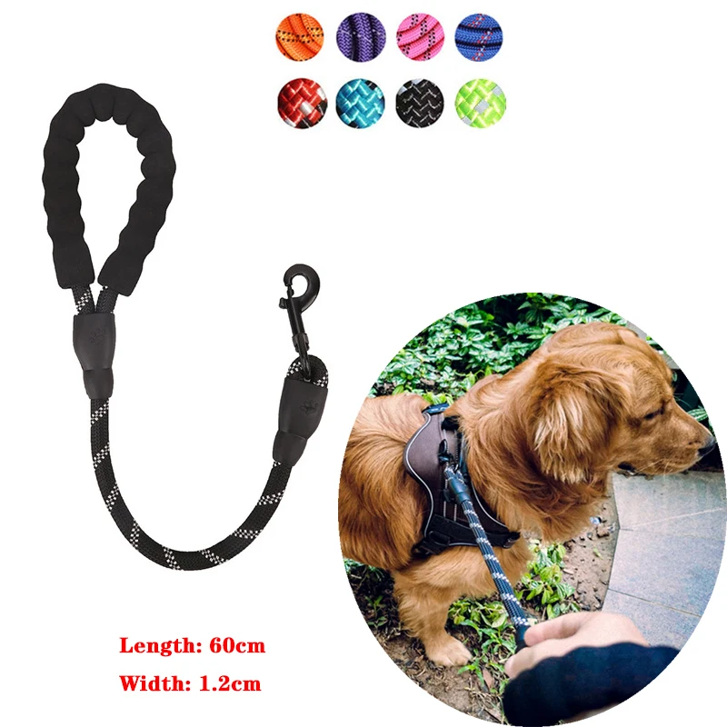 Reflective Short Style Pet Dog Leash Outdoor Traction Rope Large Dog Leashes with Handle Doggy Walking Explosion-proof Chain