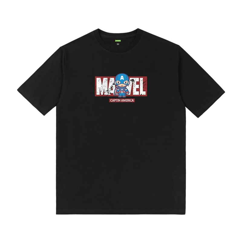 Venom Iron Man Captain America Marvel Summer Couple Outfit Kids Outfit Small Size Student Cartoon T-shirt Short Sleeve Cotton