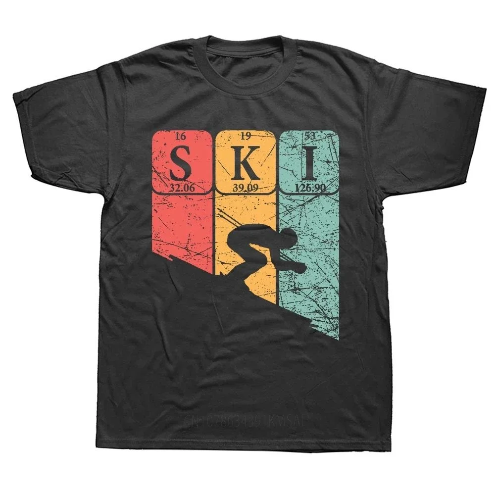 Funny Ski Periodic Table Skier Nerd Vintage T Shirts Summer Skiing Cotton Streetwear Short Sleeve Gifts T-shirt Mens Clothing